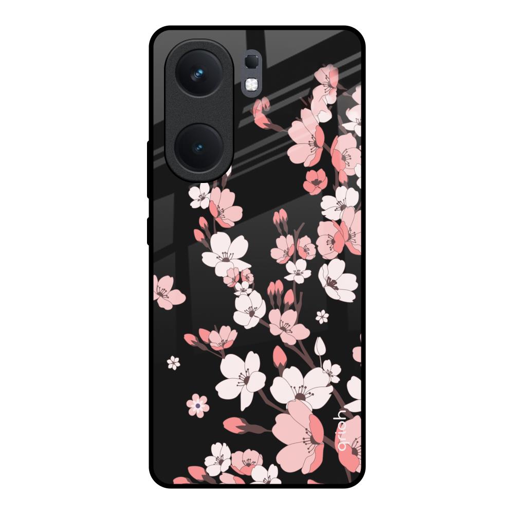Black Cherry Blossom IQOO Neo 9 Pro Glass Back Cover Online