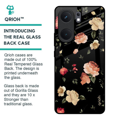 Black Spring Floral Glass Case for IQOO Neo 9 Pro