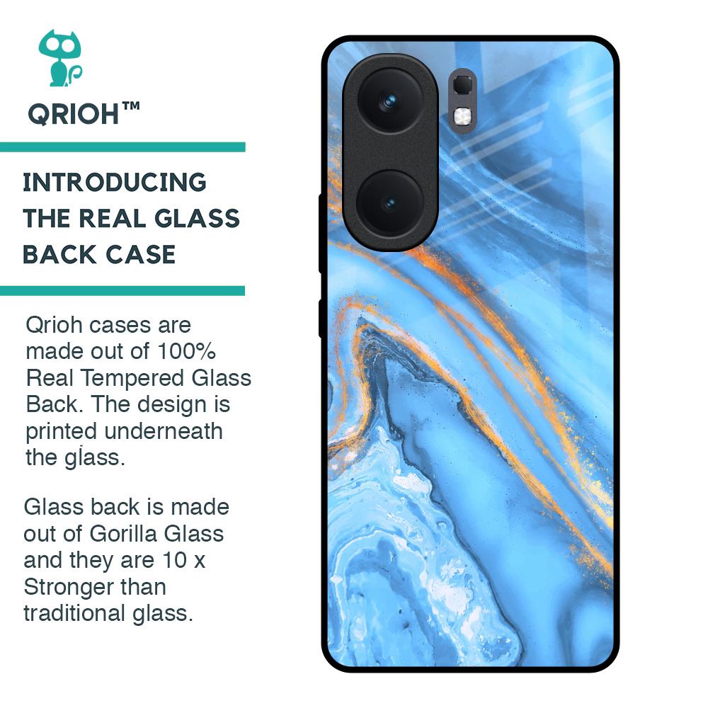 Vibrant Blue Marble Glass Case for IQOO Neo 9 Pro