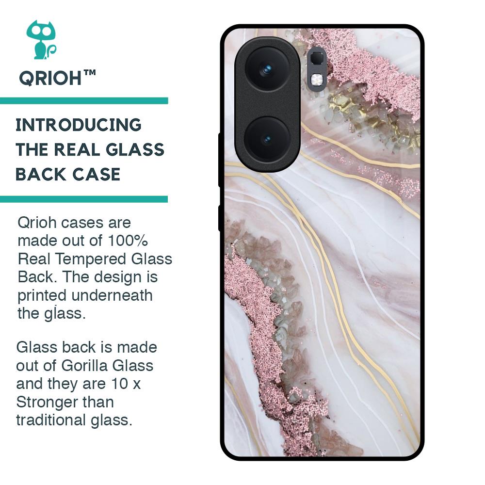 Pink & Gold Gllitter Marble Glass Case for IQOO Neo 9 Pro