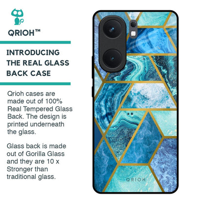 Turquoise Geometrical Marble Glass Case for IQOO Neo 9 Pro