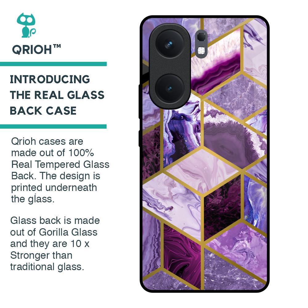 Purple Rhombus Marble Glass Case for IQOO Neo 9 Pro