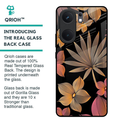 Lines Pattern Flowers Glass Case for IQOO Neo 9 Pro