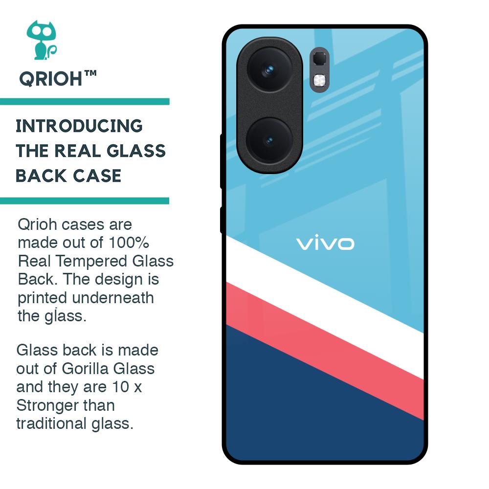 Pink & White Stripes Glass Case For IQOO Neo 9 Pro