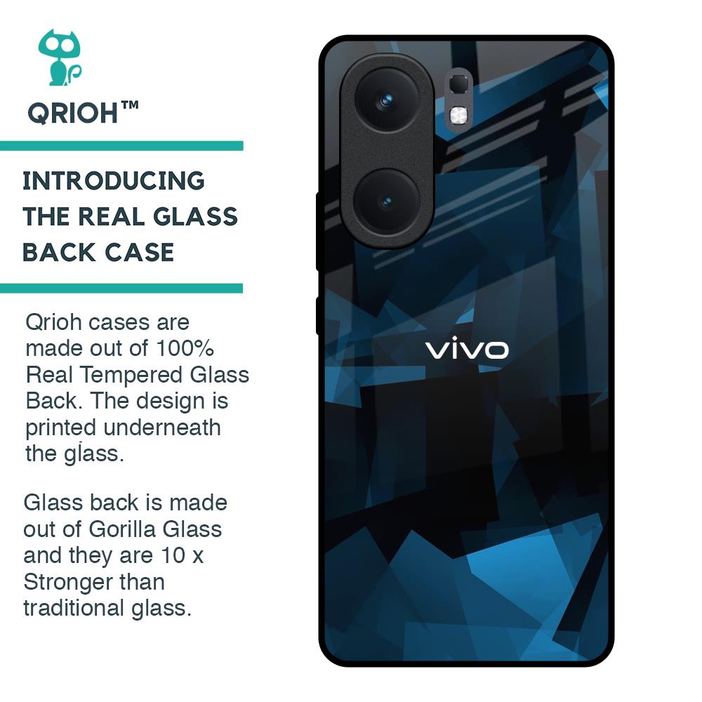 Polygonal Blue Box Glass Case For IQOO Neo 9 Pro