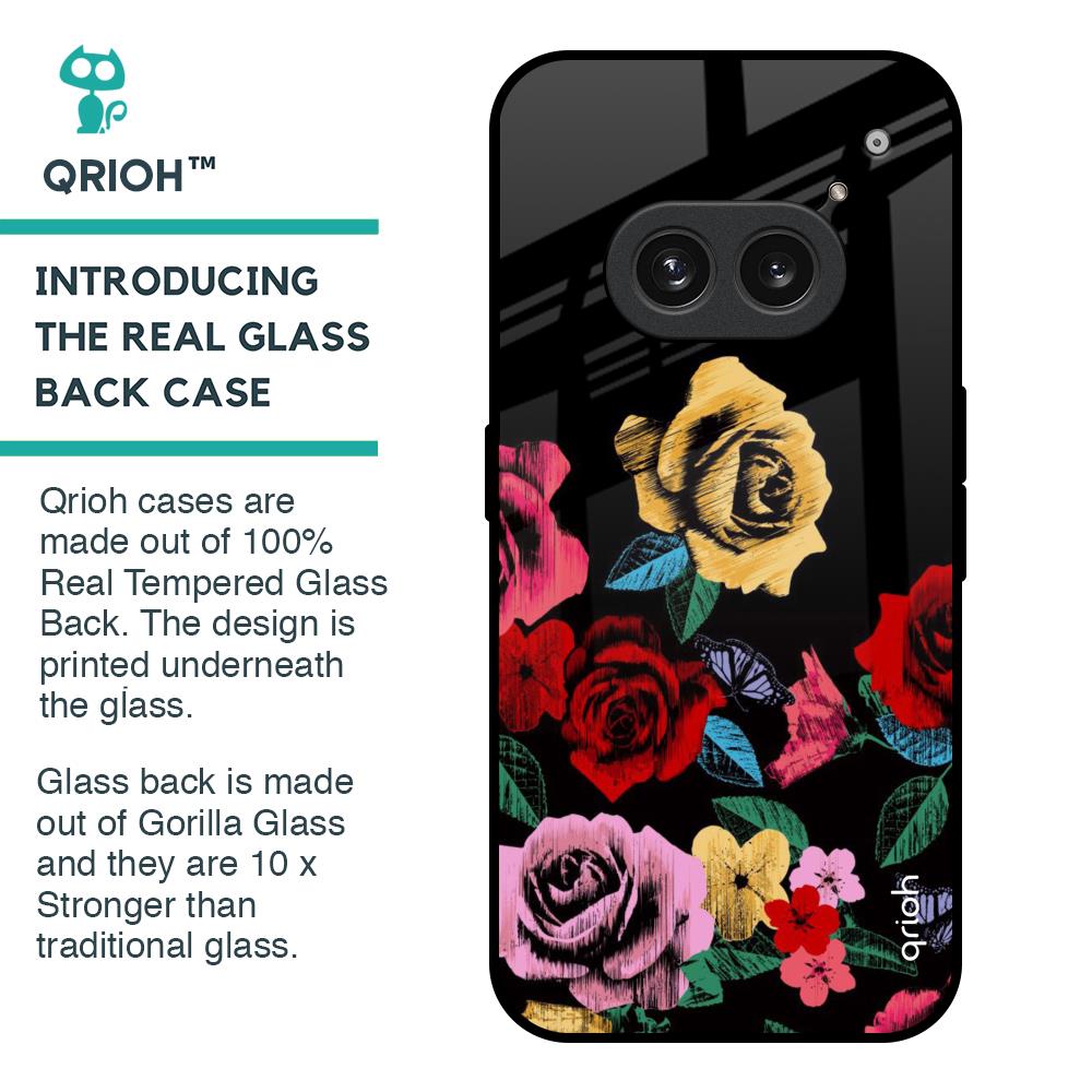 Floral Decorative Glass Case For Nothing Phone 2a 5G