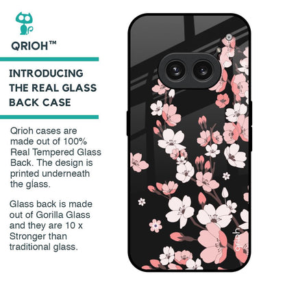 Black Cherry Blossom Glass Case for Nothing Phone 2a 5G