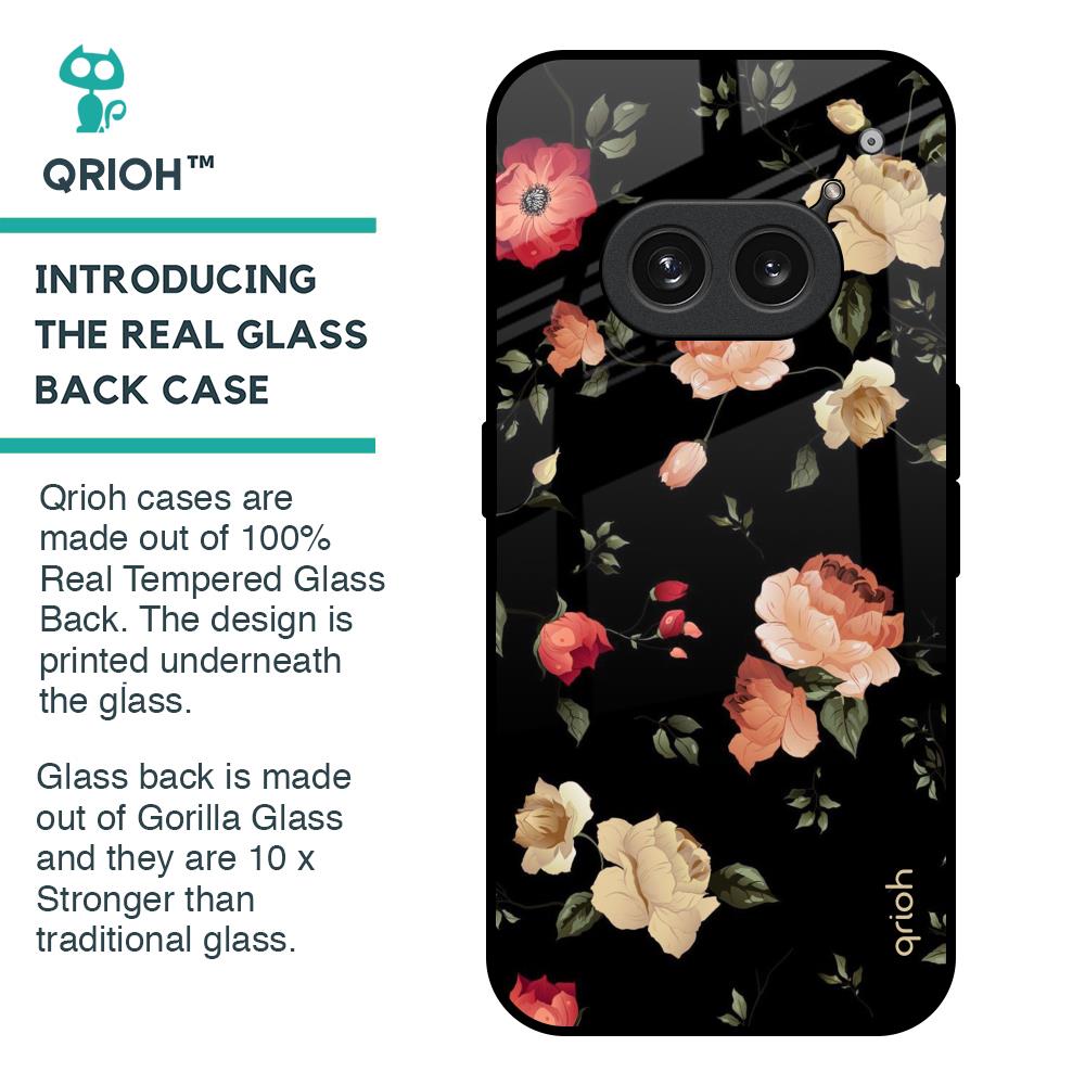 Black Spring Floral Glass Case for Nothing Phone 2a 5G