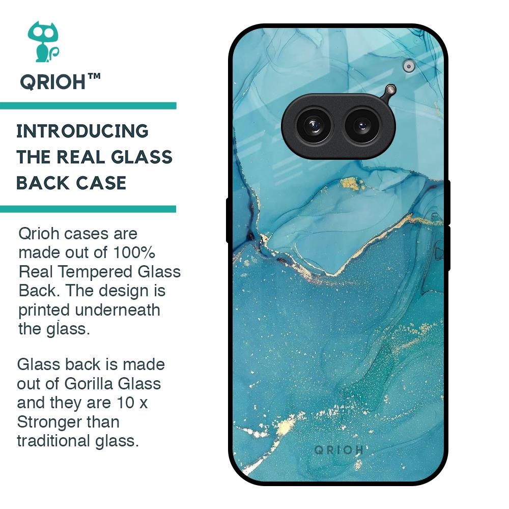 Blue Golden Glitter Glass Case for Nothing Phone 2a 5G