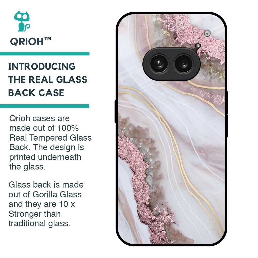Pink & Gold Gllitter Marble Glass Case for Nothing Phone 2a 5G