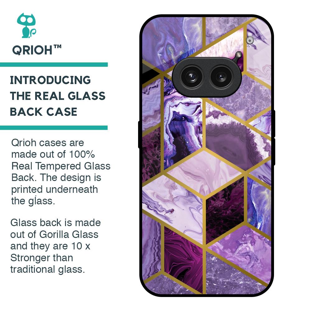 Purple Rhombus Marble Glass Case for Nothing Phone 2a 5G
