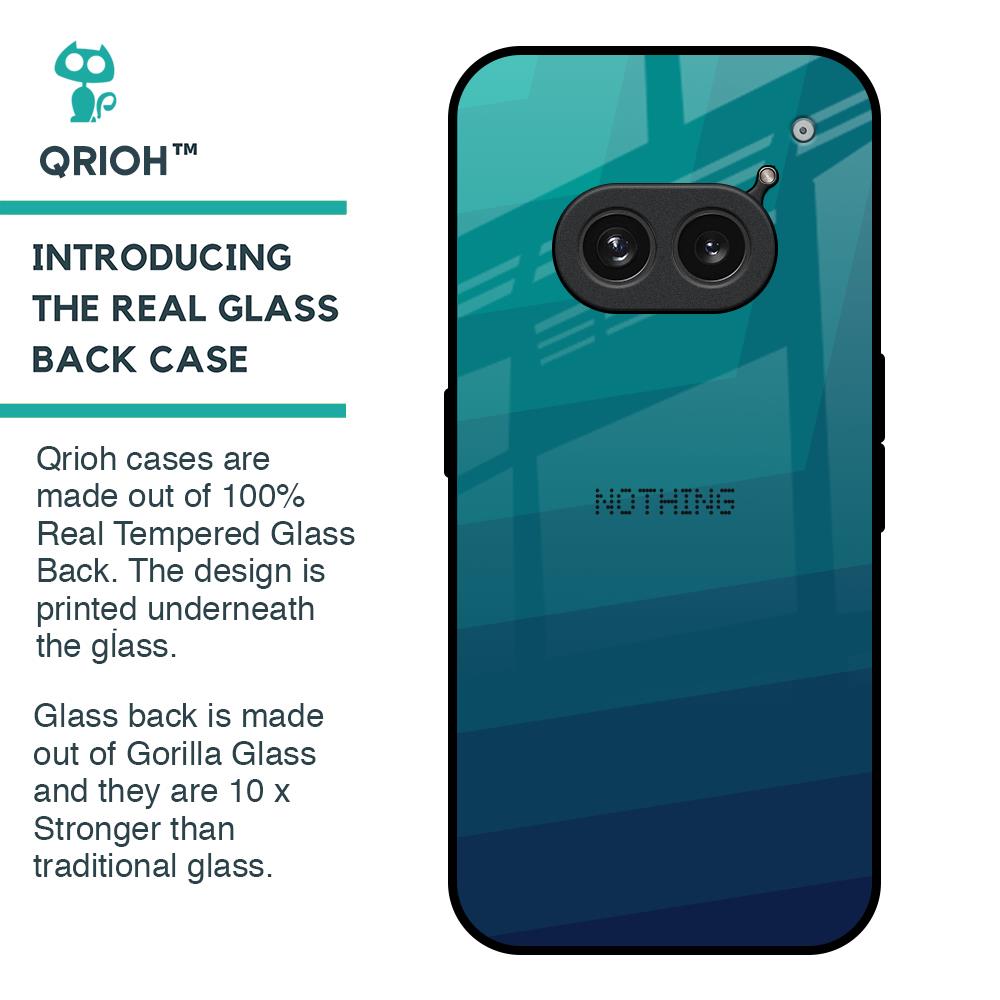 Green Triangle Pattern Glass Case for Nothing Phone 2a 5G