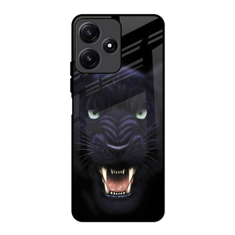 Angry Black Leopard Redmi 12 5G Glass Back Cover Online
