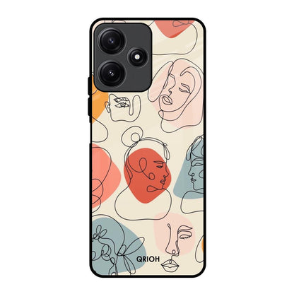 Abstract Faces Redmi 12 5G Glass Back Cover Online