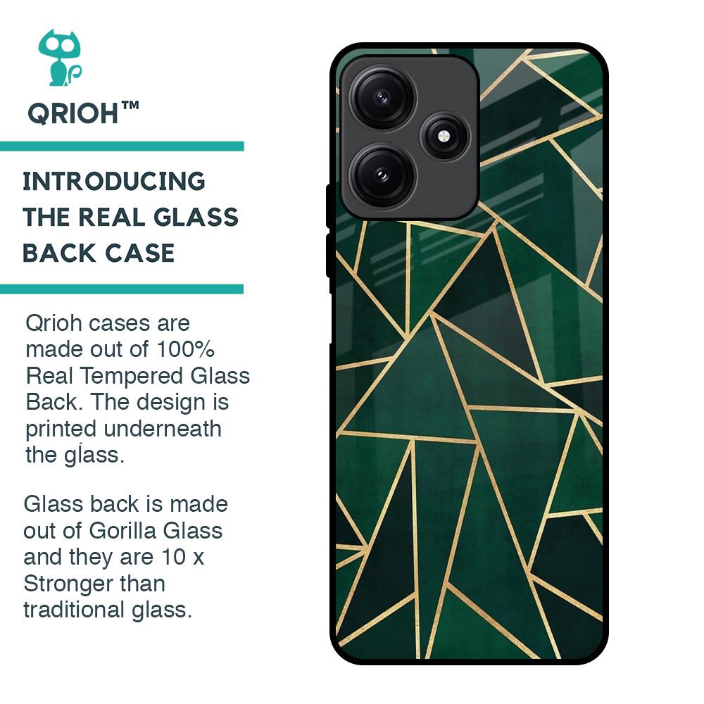 Abstract Green Glass Case For Redmi 12 5G