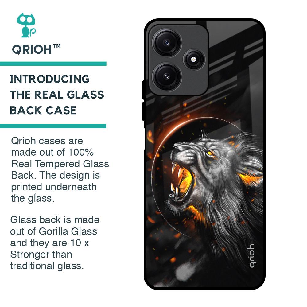 Aggressive Lion Glass Case for Redmi 12 5G