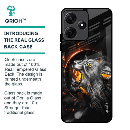 Aggressive Lion Glass Case for Redmi 12 5G
