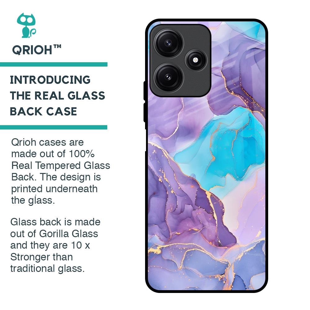 Alcohol ink Marble Glass Case for Redmi 12 5G