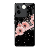 Floral Black Band iQOO Z7 Pro 5G Glass Back Cover Online