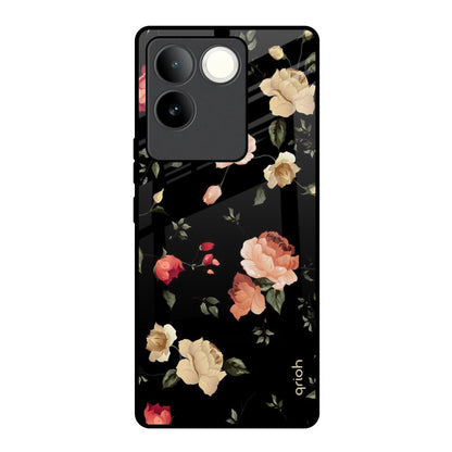 Black Spring Floral iQOO Z7 Pro 5G Glass Back Cover Online