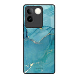 Blue Golden Glitter iQOO Z7 Pro 5G Glass Back Cover Online