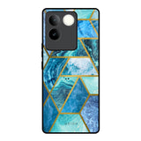 Turquoise Geometrical Marble iQOO Z7 Pro 5G Glass Back Cover Online