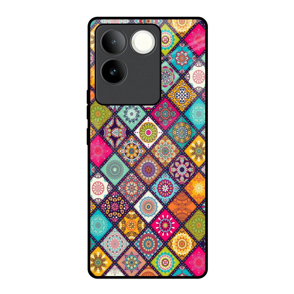 Multicolor Mandala iQOO Z7 Pro 5G Glass Back Cover Online