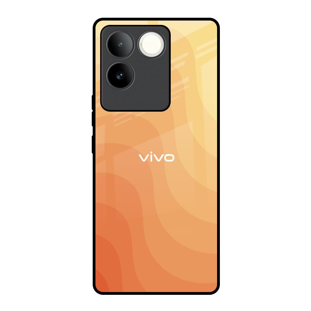 Orange Curve Pattern iQOO Z7 Pro 5G Glass Back Cover Online