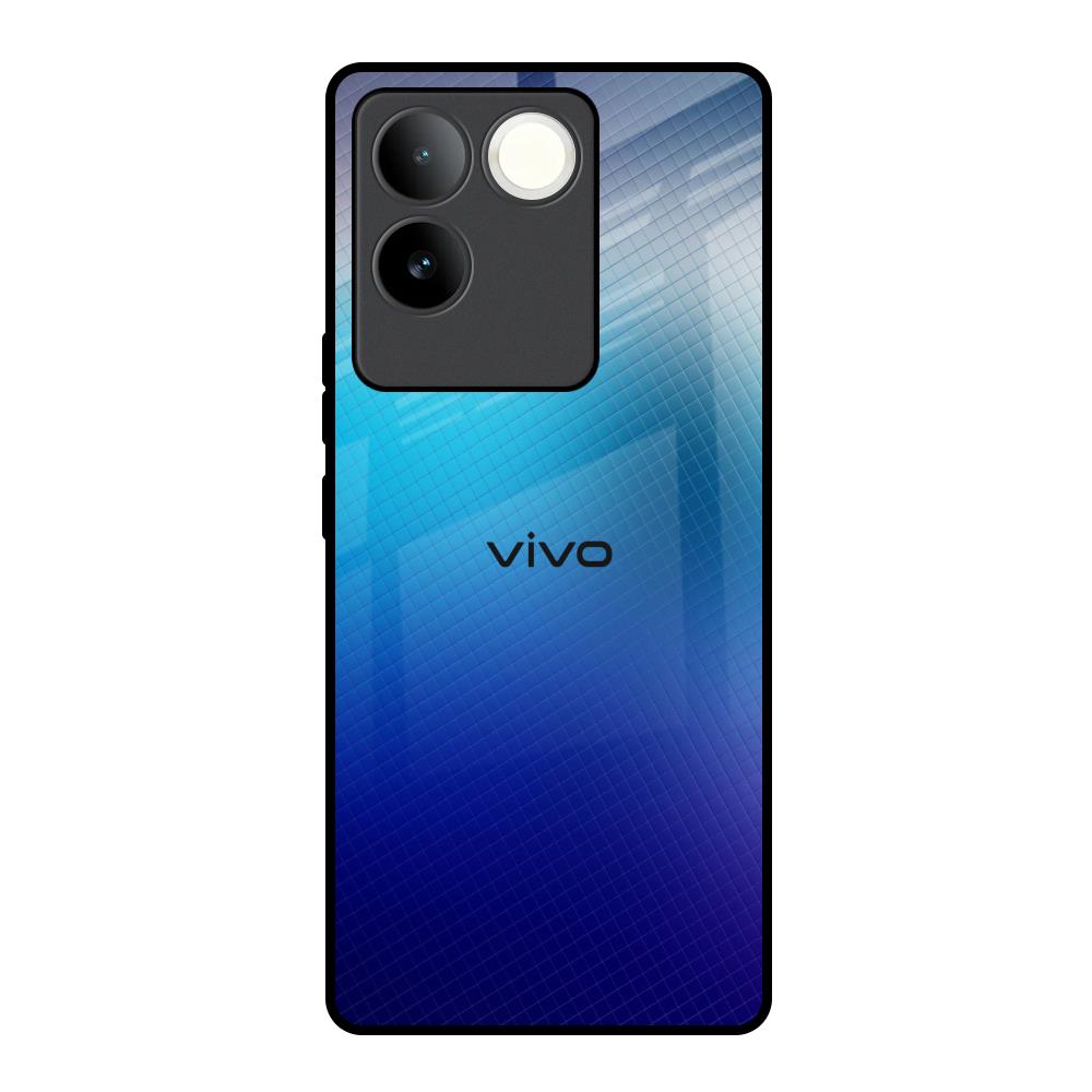 Blue Rhombus Pattern iQOO Z7 Pro 5G Glass Back Cover Online