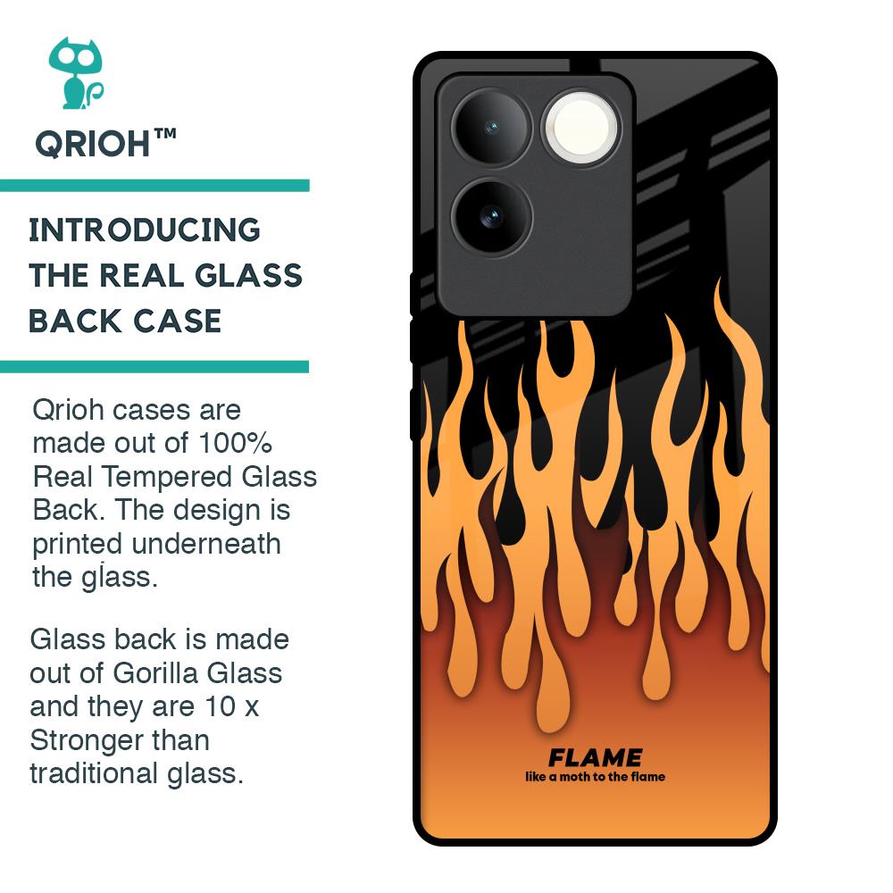 Fire Flame Glass Case for iQOO Z7 Pro 5G