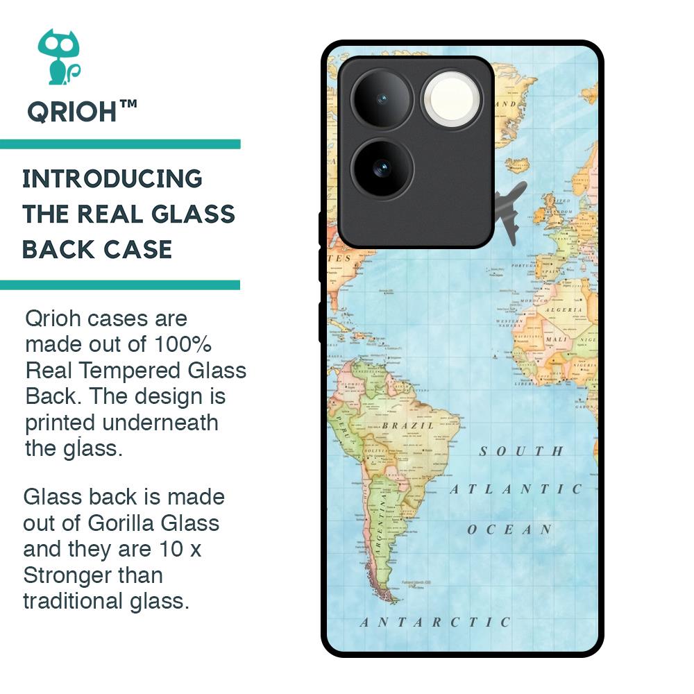 Travel Map Glass Case for iQOO Z7 Pro 5G
