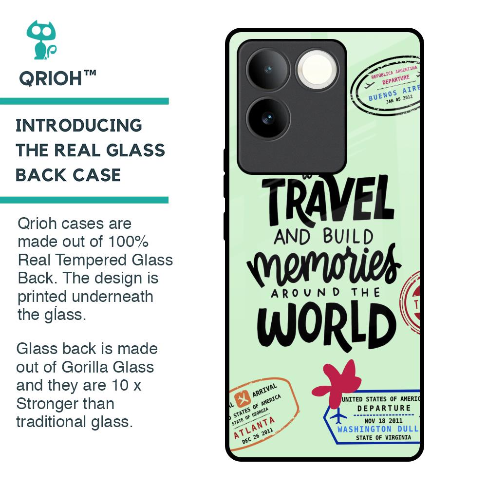 Travel Stamps Glass Case for iQOO Z7 Pro 5G