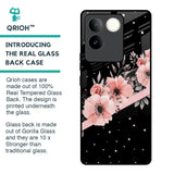 Floral Black Band Glass Case For iQOO Z7 Pro 5G