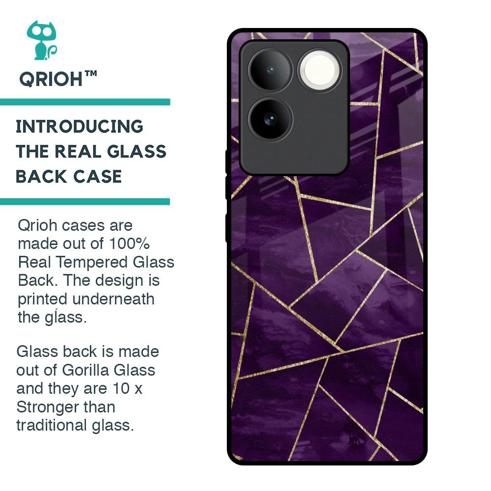 Geometric Purple Glass Case For iQOO Z7 Pro 5G