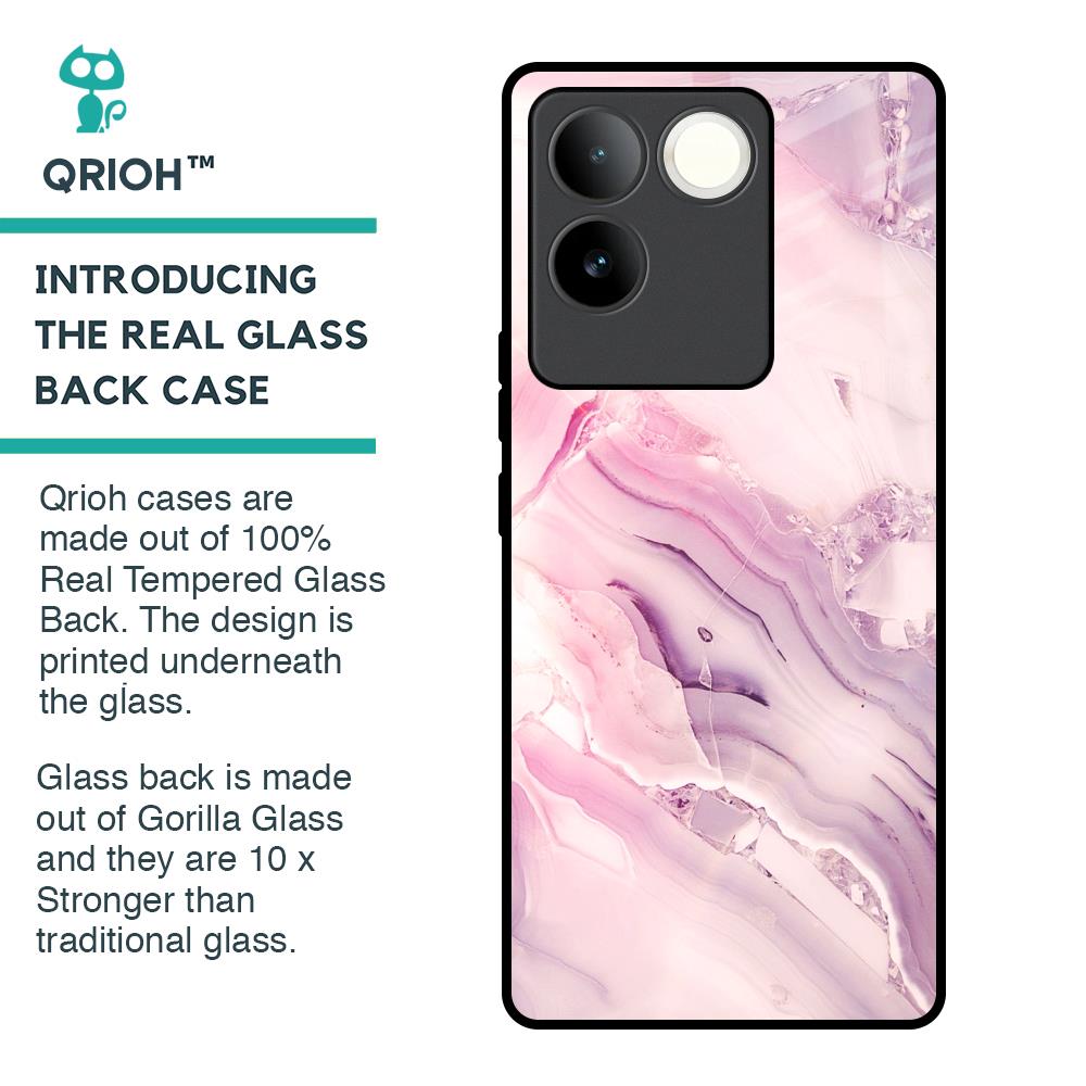 Diamond Pink Gradient Glass Case For iQOO Z7 Pro 5G