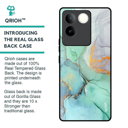 Green Marble Glass Case for iQOO Z7 Pro 5G