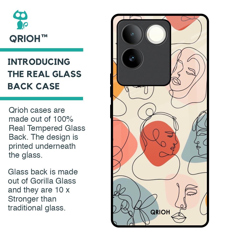 Abstract Faces Glass Case for iQOO Z7 Pro 5G