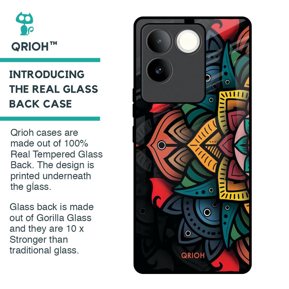 Retro Gorgeous Flower Glass Case for iQOO Z7 Pro 5G