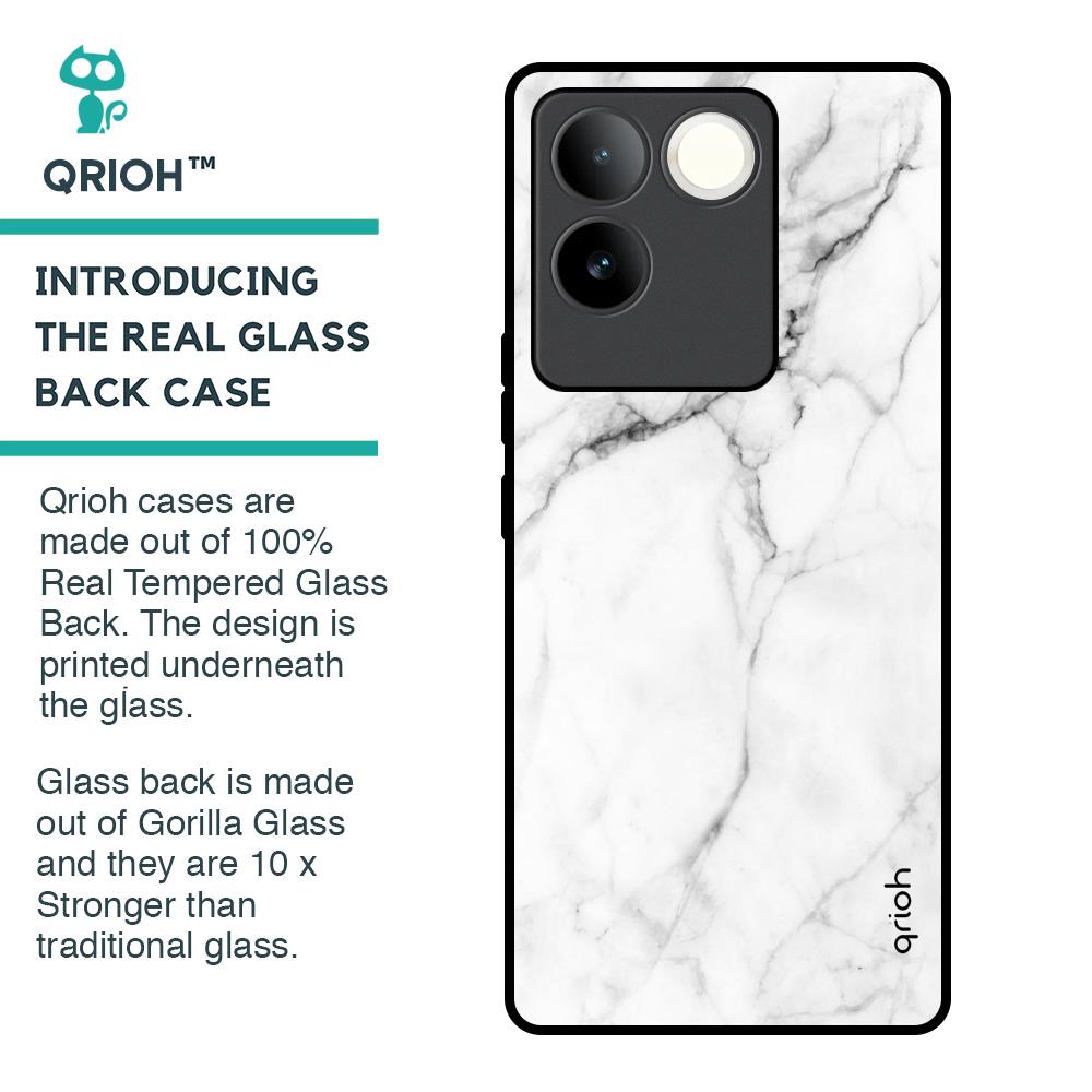 Modern White Marble Glass Case for iQOO Z7 Pro 5G