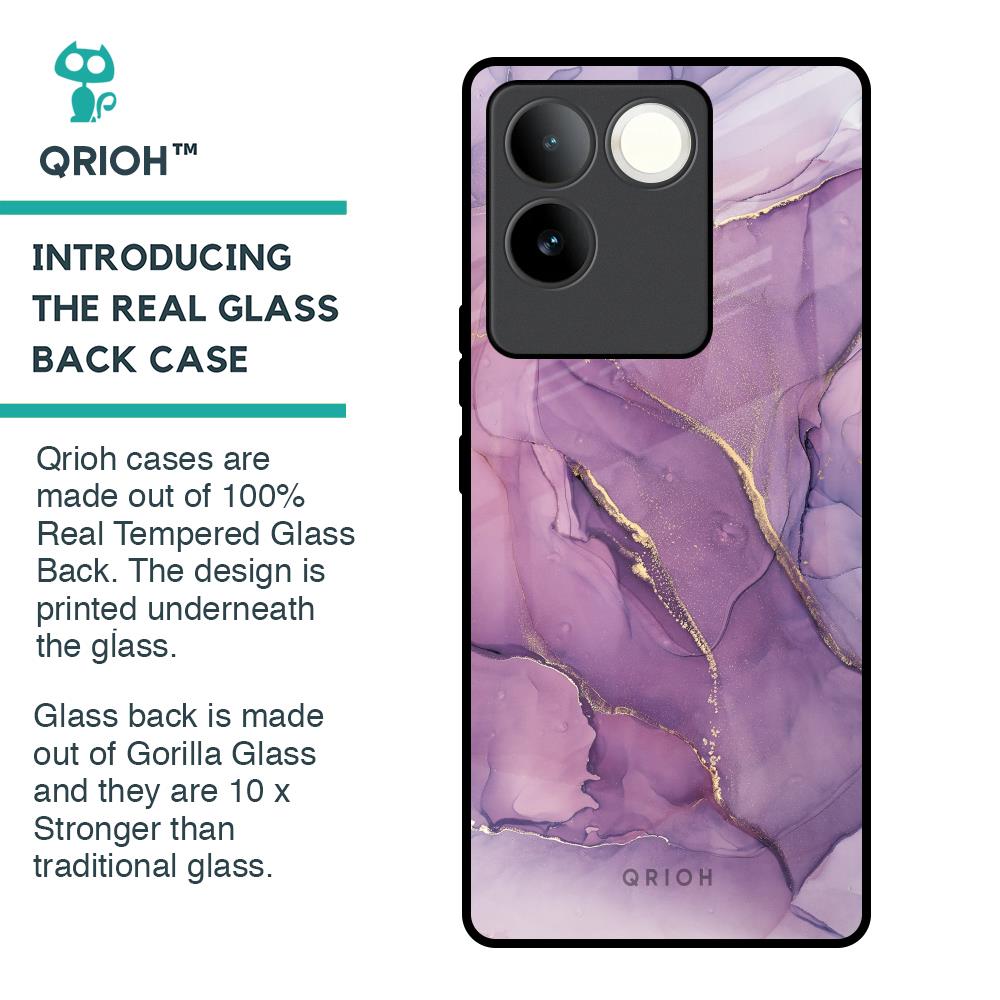 Purple Gold Marble Glass Case for iQOO Z7 Pro 5G