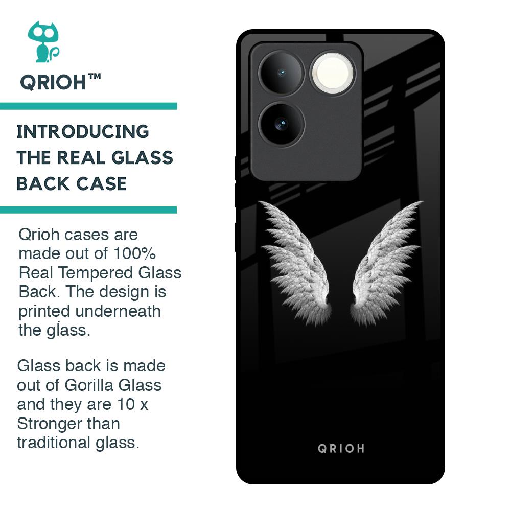 White Angel Wings Glass Case for iQOO Z7 Pro 5G