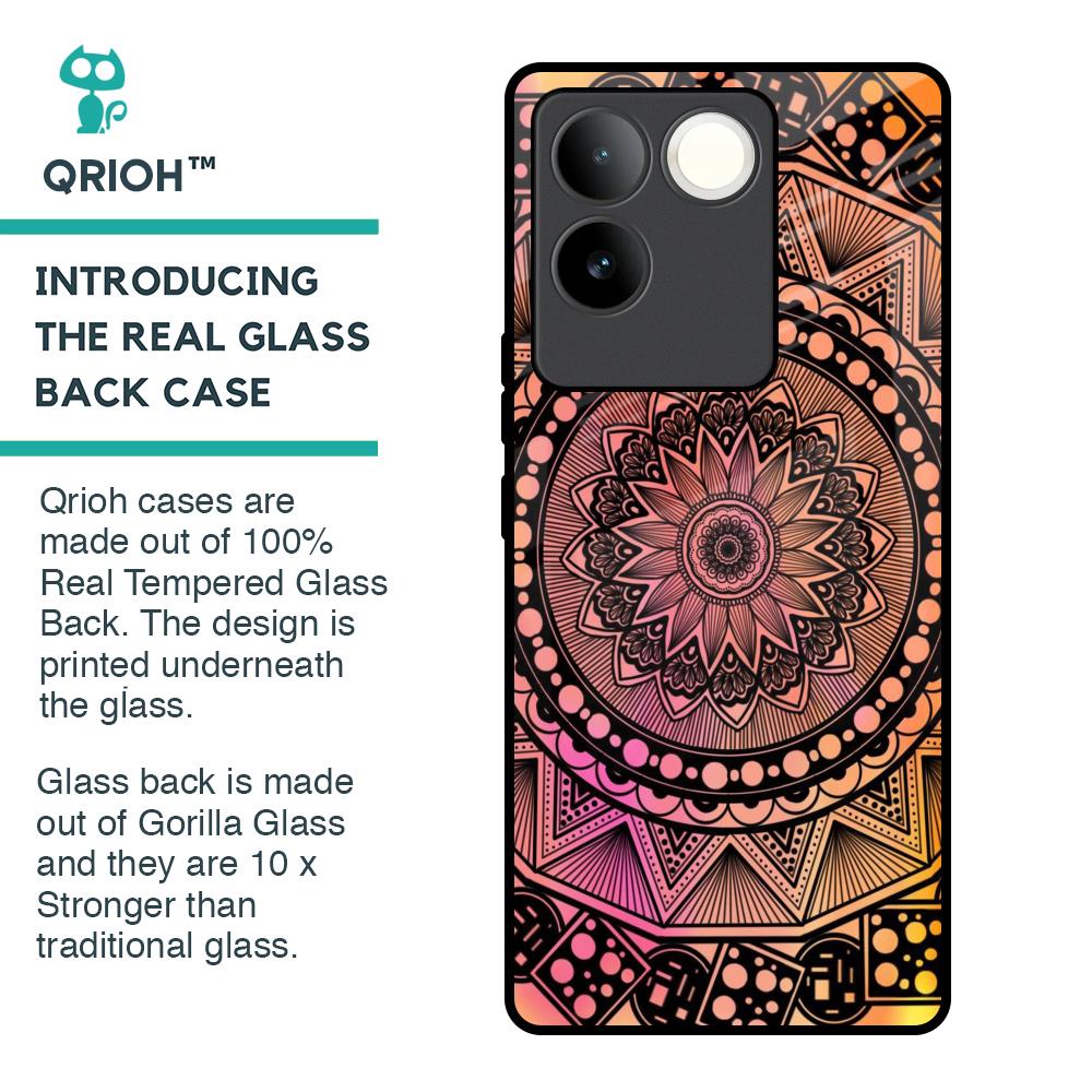 Floral Mandala Glass Case for iQOO Z7 Pro 5G