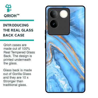 Vibrant Blue Marble Glass Case for iQOO Z7 Pro 5G