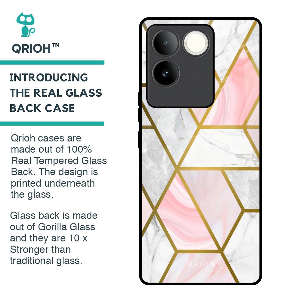 Geometrical Marble Glass Case for iQOO Z7 Pro 5G