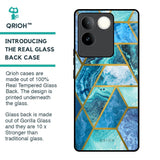 Turquoise Geometrical Marble Glass Case for iQOO Z7 Pro 5G
