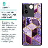 Purple Rhombus Marble Glass Case for iQOO Z7 Pro 5G