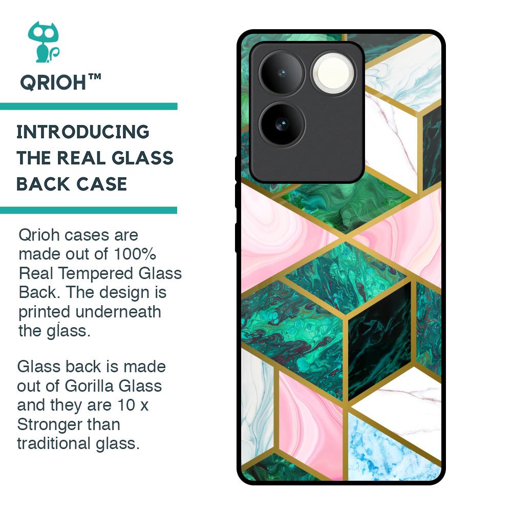 Seamless Green Marble Glass Case for iQOO Z7 Pro 5G