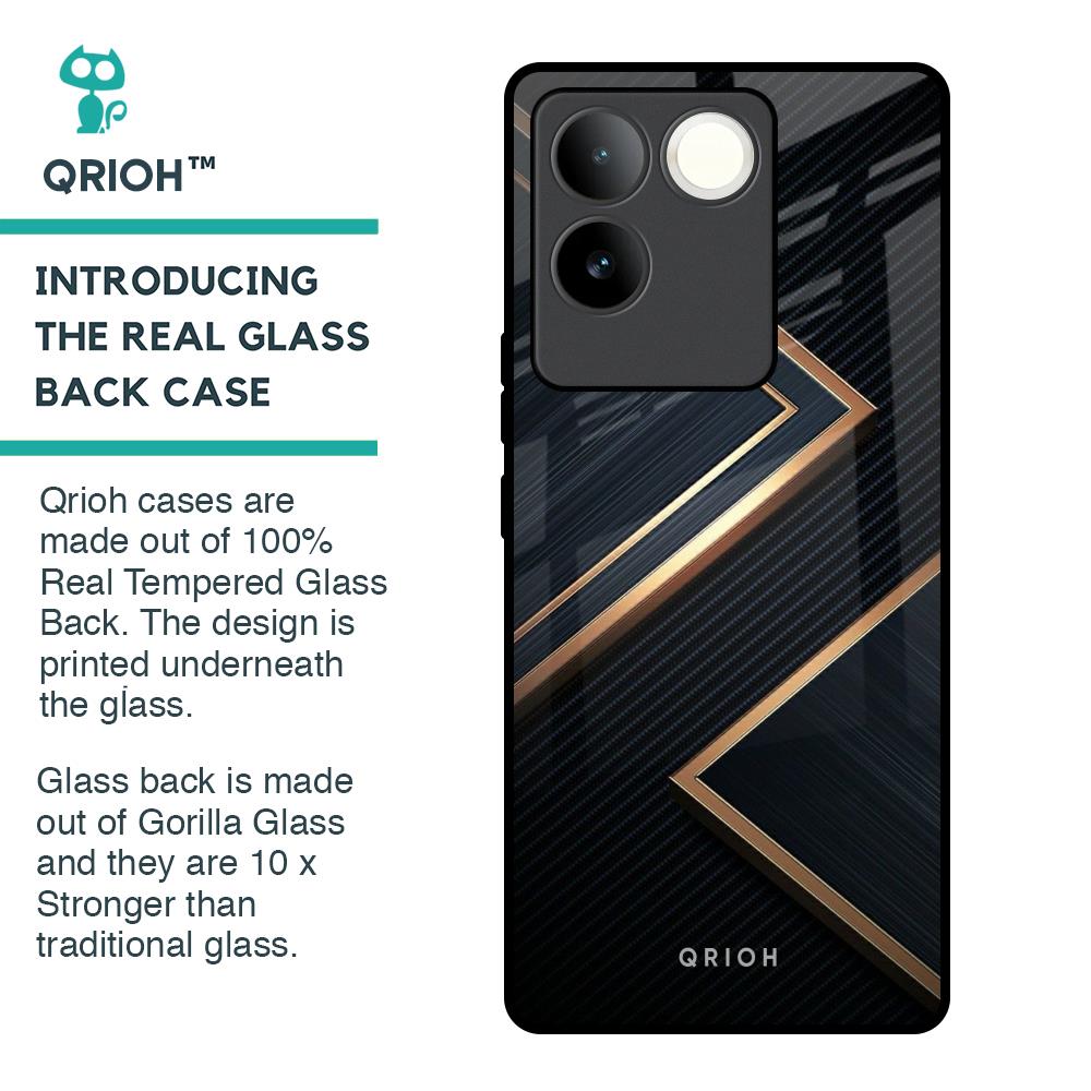 Sleek Golden & Navy Glass Case for iQOO Z7 Pro 5G
