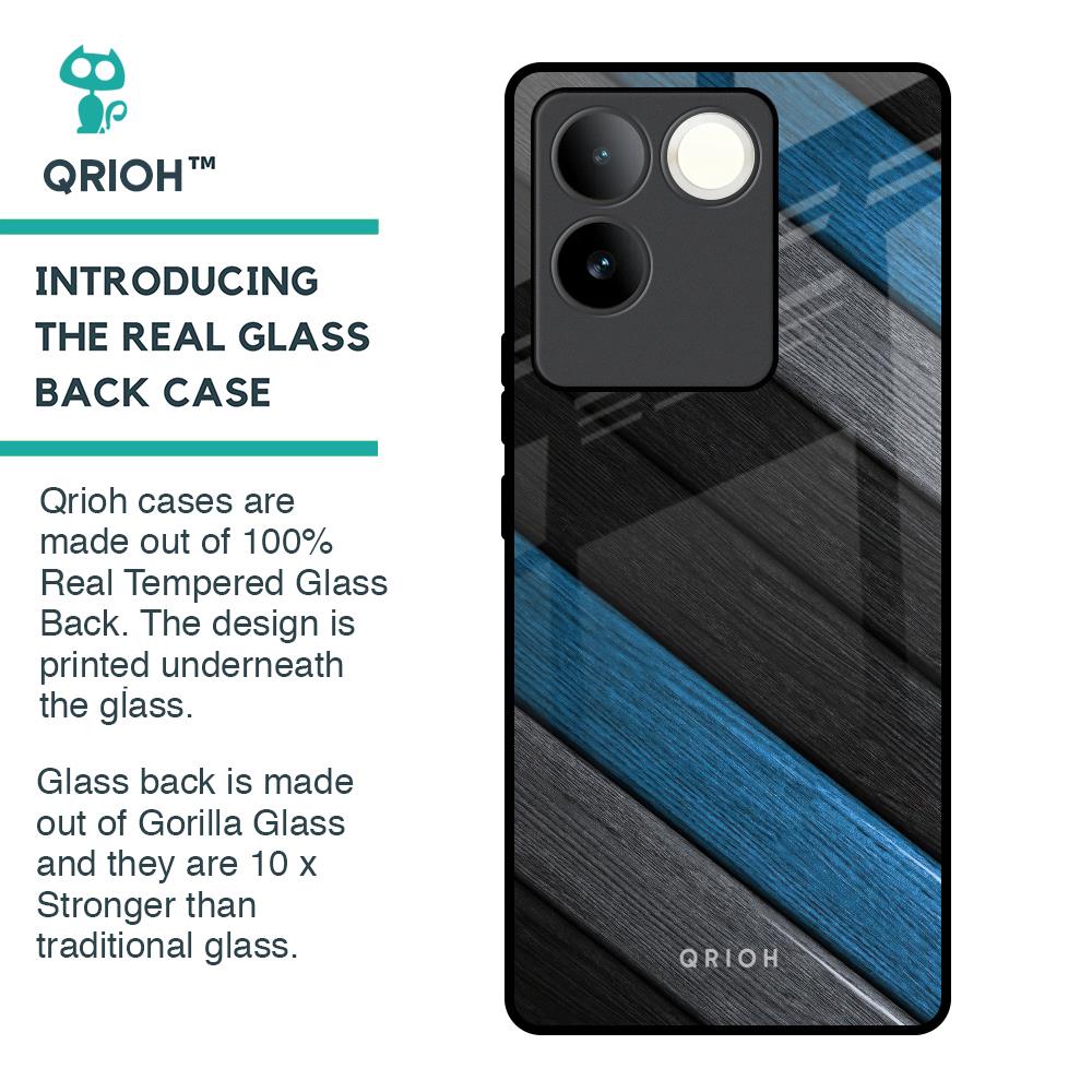 Multicolor Wooden Effect Glass Case for iQOO Z7 Pro 5G