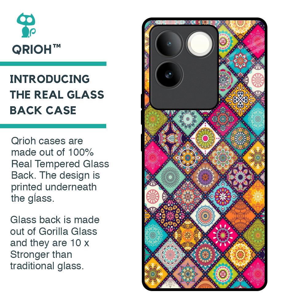 Multicolor Mandala Glass Case for iQOO Z7 Pro 5G